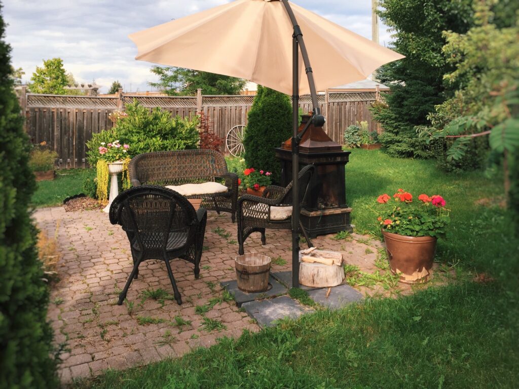 Backyard living in summertime, suburbs